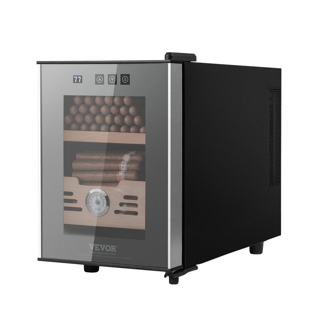 VEVOR Electric Cigar Humidor, 16L Cigar Humidor Cabinet with Heating & Cooling Temp Control System, Spanish Cedar Wood & Tempered Glass & LED Light Cigar Humidor, for Up To 100 Cigars, Gift for Men
