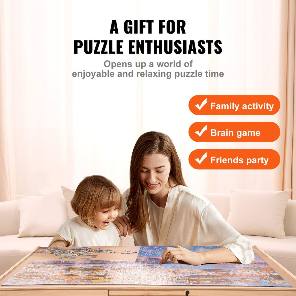 VEVOR 2000 Piece Puzzle Board with 6 Drawers and Cover, 40.2''x29.4'' Rotating Wooden Jigsaw Puzzle Plateau, Portable Puzzle Accessories for Adult, Puzzle Organizer & Puzzle Storage System, Gift for Mom