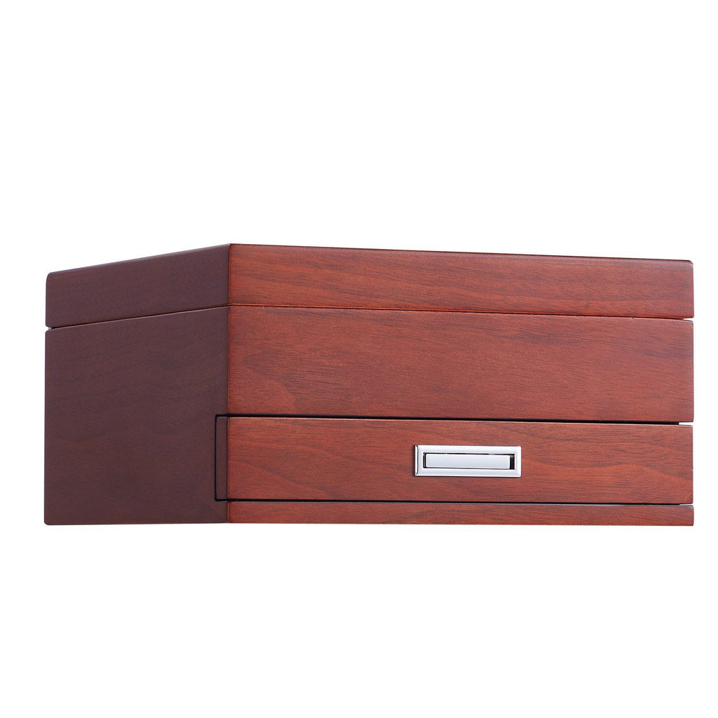 VEVOR 35 Cigar Humidor Glasstop Cedar Cigar Box Humidifier & Hygrometer & Drawer