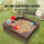 VEVOR Sandbox with Cover, 48.6x48.6x12.4 in Square Sand Box, HDPE Sand Pit with 4 Corner Seating and Bottom Liner, Kids Sandbox for Outdoor Backyard, Beach, Park, Gift for Boys Girls Ages 3-12, Brown