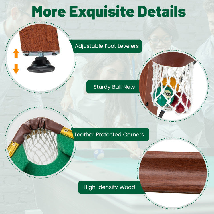Hooya Imp.& Exp. - Folding Portable Billiards Table Game Set with Adjustable Foot Levelers