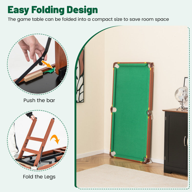 Hooya Imp.& Exp. - Folding Portable Billiards Table Game Set with Adjustable Foot Levelers