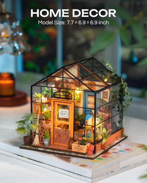 zhima - Rolife DIY Dollhouse Room Kit-Handmade Diorama Home Decoration-Miniature Model to Build-Christmas Birthday Gifts for Boys Girls Women Friends (Cathy's Flower Green House)