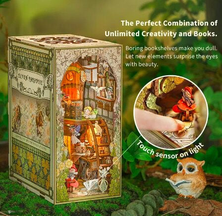 zhima - CuteBee 3D Wooden Dollhouse Elven Paradise Handmade Craft with LED Night Light Building Model Toys Book Nook Kit, DIY Dollhouse Bookshelf Insert Decor Alley