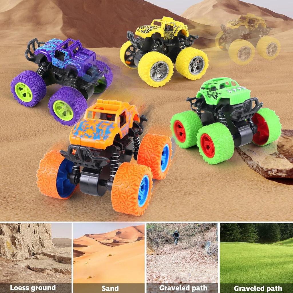YeahaHappy-Us - Monster Truck Toys, Pull Back Vehicles Toys, Friction Powered Toy, Mini Push and Go Car Truck Inertia Vehicle, Best Christmas Birthday Party Gift