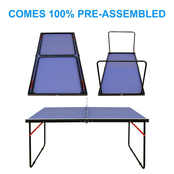 inQ Boutique - Table Tennis Table Foldable & Portable Ping Pong Table Set with Net and 2 Ping Pong Paddles for Indoor Outdoor Game