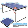 inQ Boutique - Table Tennis Table Foldable & Portable Ping Pong Table Set with Net and 2 Ping Pong Paddles for Indoor Outdoor Game