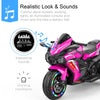 SHENGLONG - Kids Powered Ride-ons Toy, Kids Motorcycle for 3-6 Years, 12V Electric Ride on Motorcycle with Light Wheel & Bluetooth Music-Pink