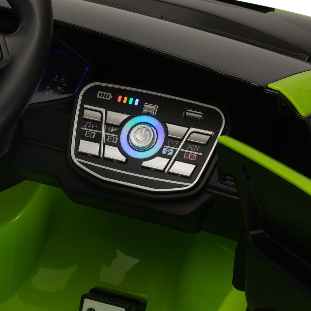 FX070 - 12V Battery Powered Ride On Car for Kids, Remote Control Toy Vehicle with Music Player, LED Light, 2 Driving Modes