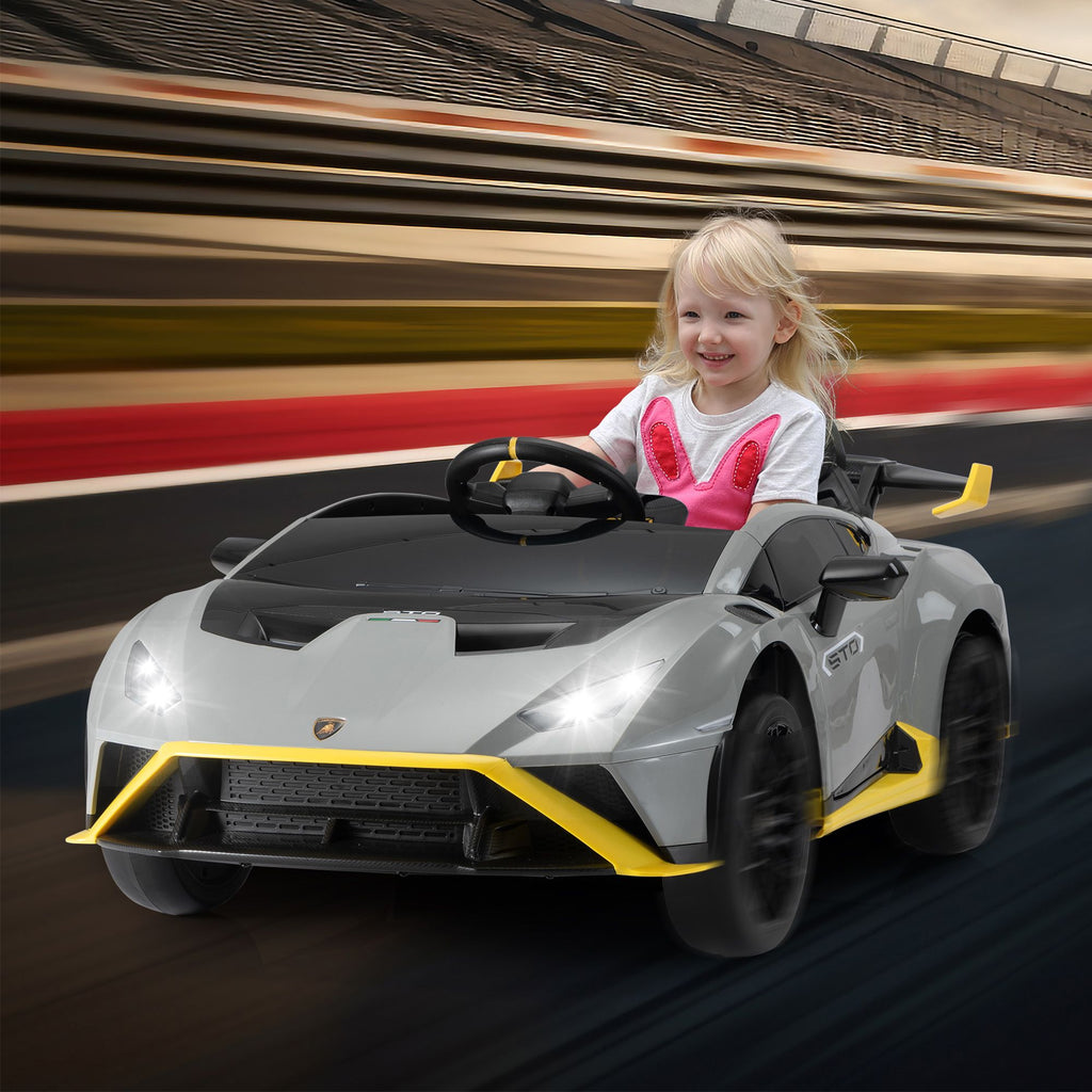 FX070 - 24V Battery Powered Ride On Car for Kids, Licensed Lamborghini, Remote Control Toy Vehicle with Music Player, LED Light, 2 Driving Modes