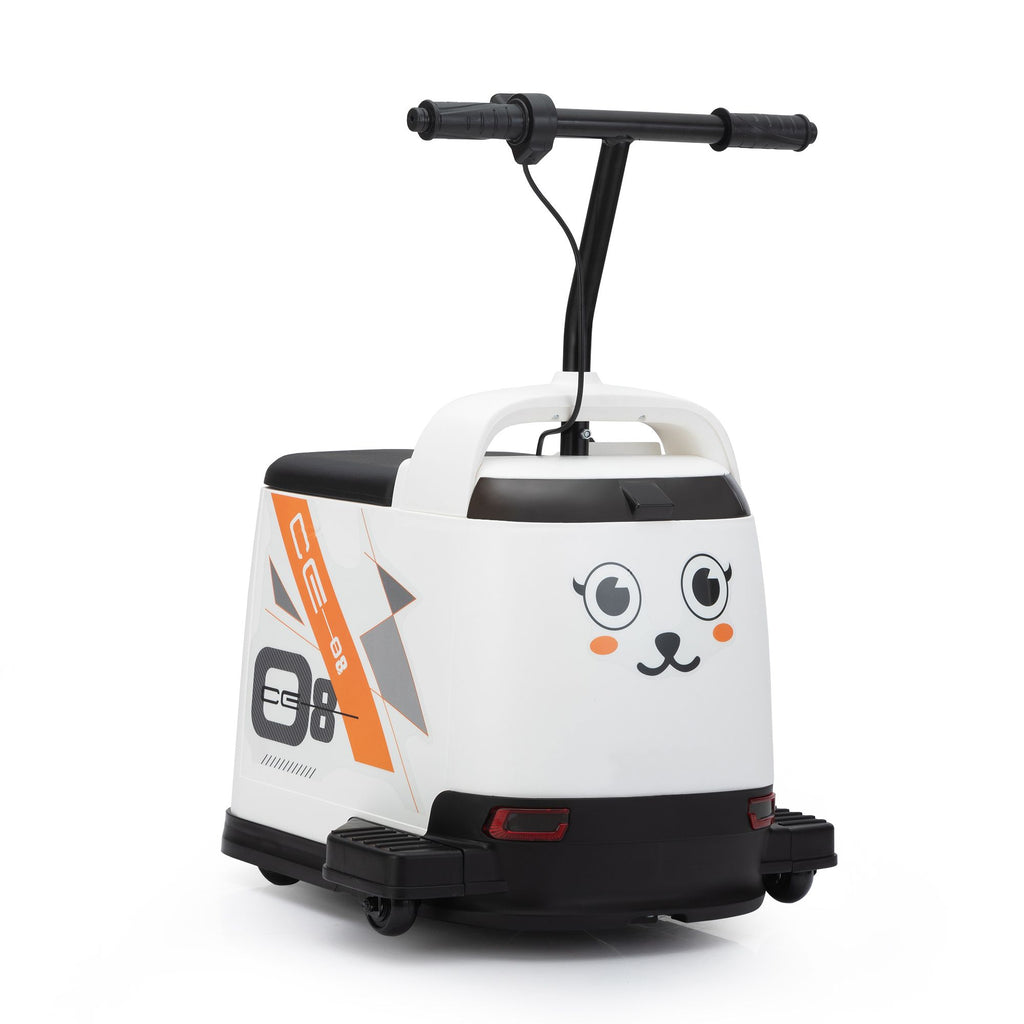 FX070 - 12V Kids Ride On Box, Electric Box Car with High-Low Speeds, Variable Speed Throttle, MP3, USB, Storage, Battery Powered Toy Gift for 8-12 Years Old, White + Black