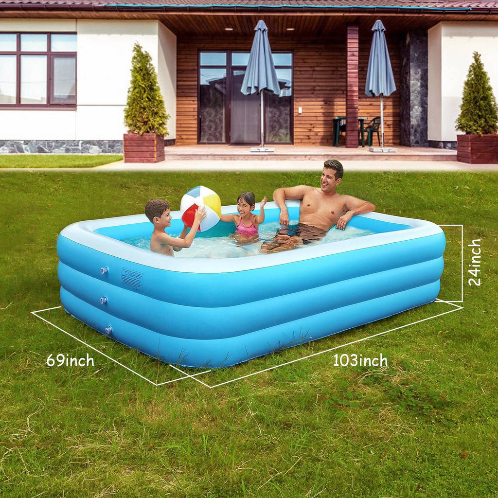 Eggracks by Global Phoenix - 103x69x24in Inflatable Swimming Pools Family Swim Play Center Pool Blow up Kiddie Pool