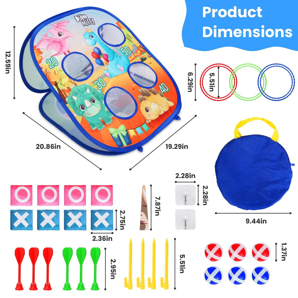 Eggracks by Global Phoenix - 5 in 1 Bean Bag Toss Game Toy Corn Hole Game Beanbag Toss Game Dart Board Game Loop Toss Game Outdoor Activities Party Backyard Games Set for Boys Girls Toddlers Kids