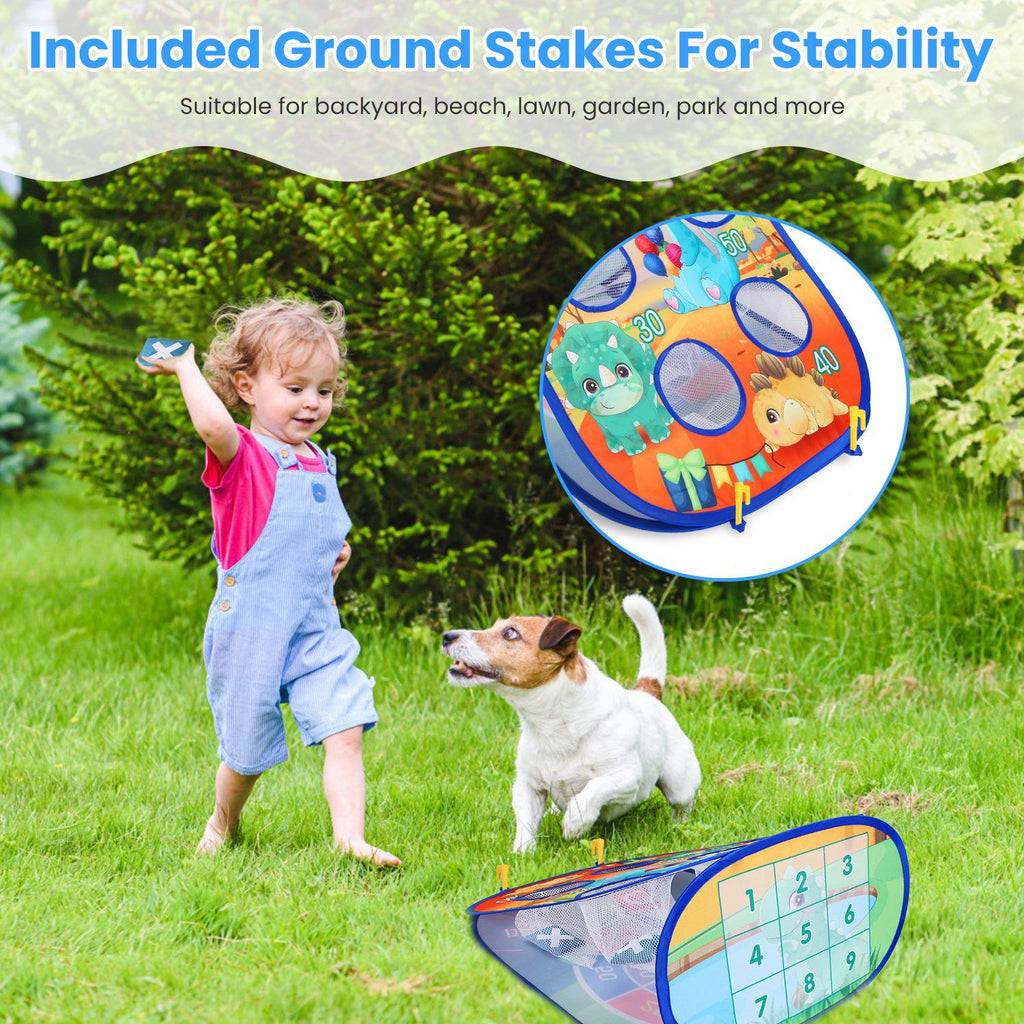 Eggracks by Global Phoenix - 5 in 1 Bean Bag Toss Game Toy Corn Hole Game Beanbag Toss Game Dart Board Game Loop Toss Game Outdoor Activities Party Backyard Games Set for Boys Girls Toddlers Kids