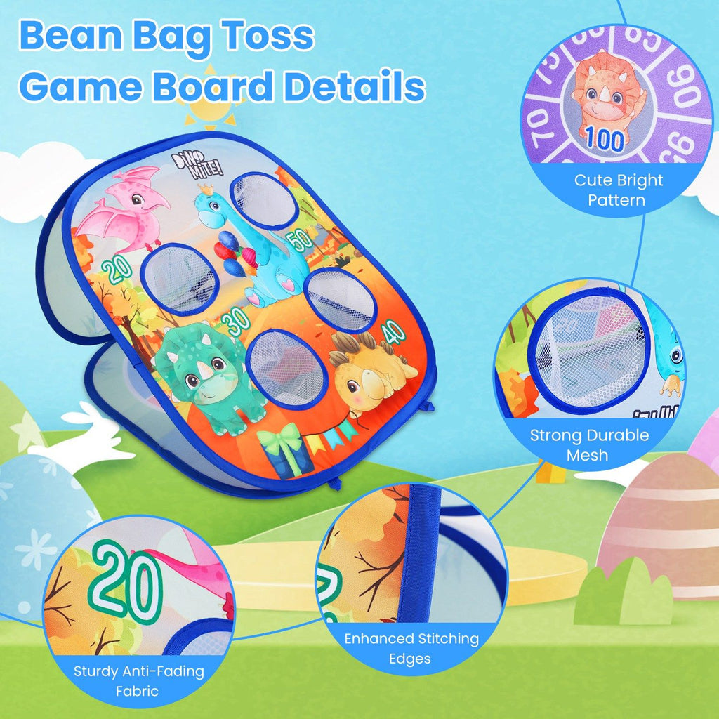 Eggracks by Global Phoenix - 5 in 1 Bean Bag Toss Game Toy Corn Hole Game Beanbag Toss Game Dart Board Game Loop Toss Game Outdoor Activities Party Backyard Games Set for Boys Girls Toddlers Kids