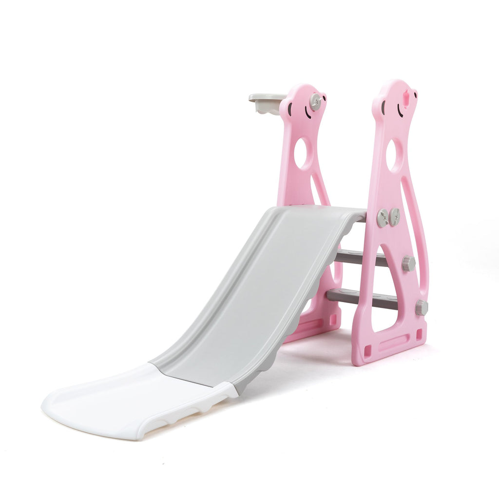 FX070 - Kids Slide Indoor Outdoor Climber Playground with Basketball Hoop