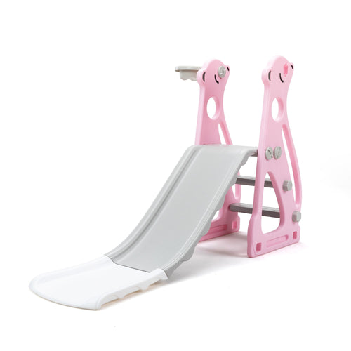 FX070 - Kids Slide Indoor Outdoor Climber Playground with Basketball Hoop