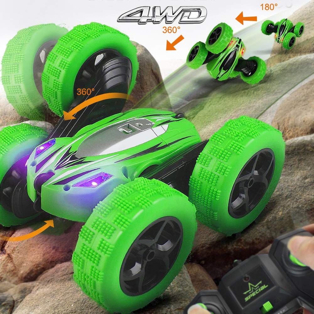 PlayVibe - Rc Stunt Cars: Double Sided 360Â°Flip Rotating 4WD Race Car Toy For Outdoor & Indoor Birthday Gift