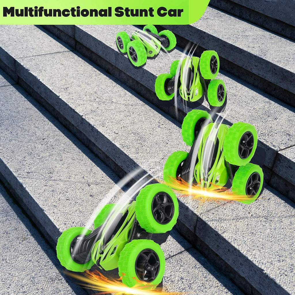 PlayVibe - Rc Stunt Cars: Double Sided 360Â°Flip Rotating 4WD Race Car Toy For Outdoor & Indoor Birthday Gift