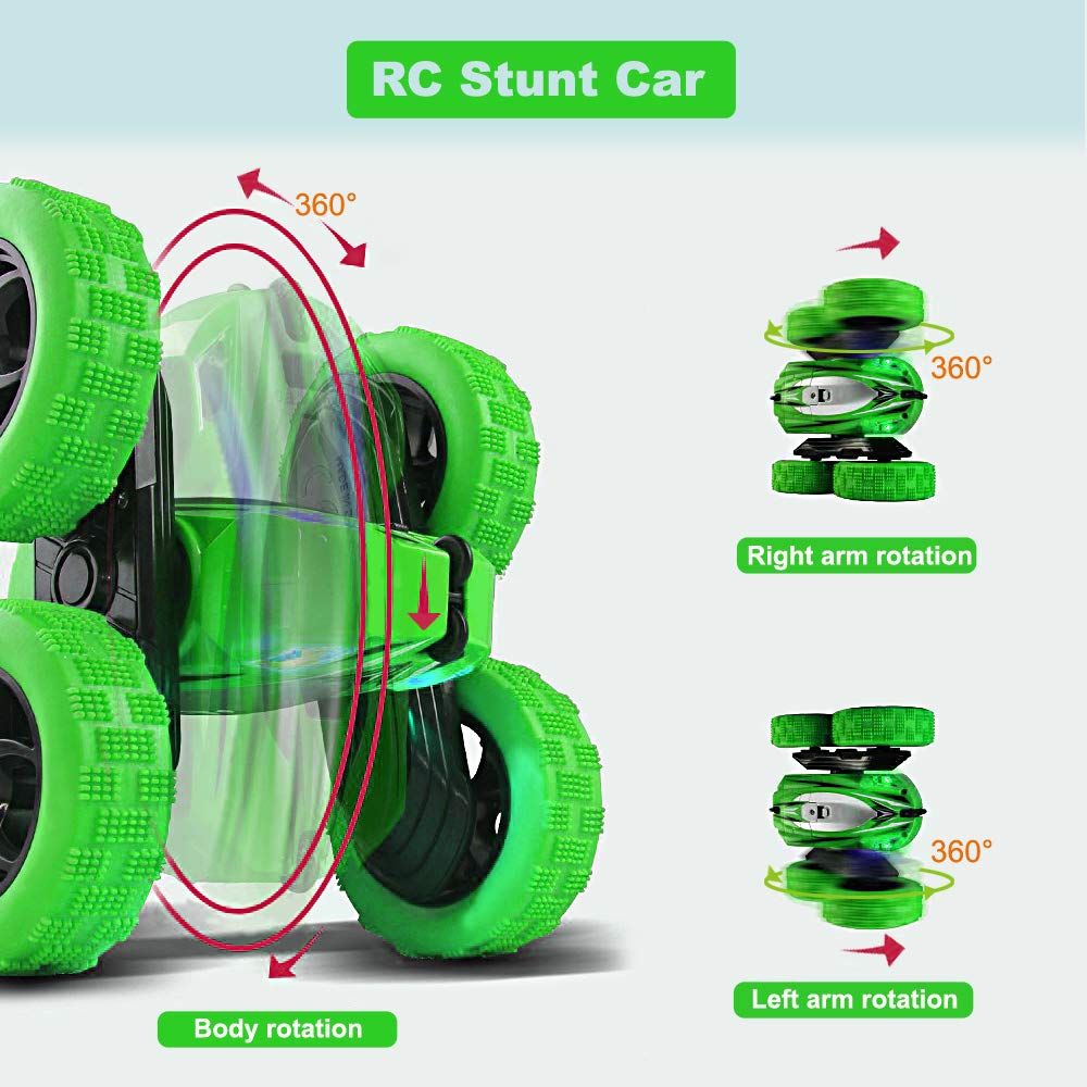 PlayVibe - Rc Stunt Cars: Double Sided 360Â°Flip Rotating 4WD Race Car Toy For Outdoor & Indoor Birthday Gift