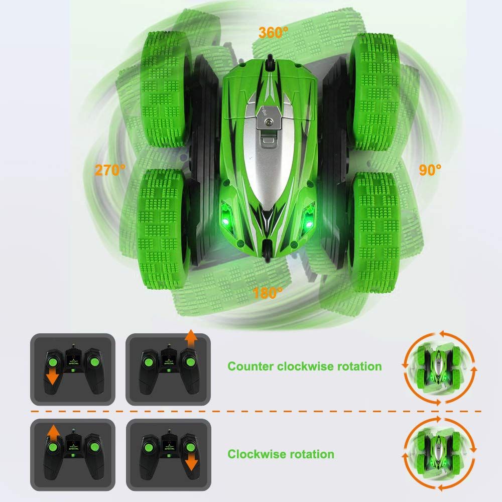 PlayVibe - Rc Stunt Cars: Double Sided 360Â°Flip Rotating 4WD Race Car Toy For Outdoor & Indoor Birthday Gift