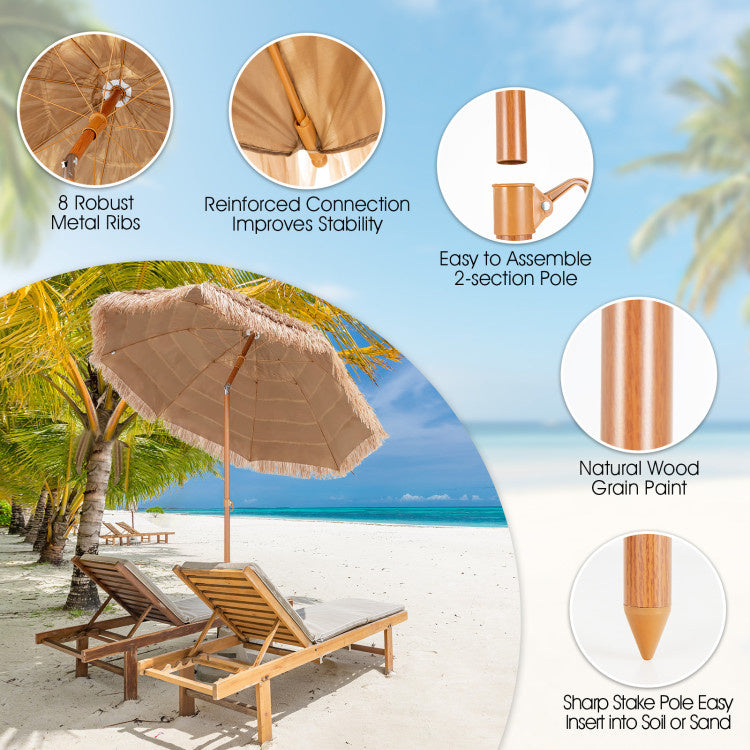 Summit Supplies - 7.2 Feet Patio Thatched Tiki Umbrella Hawaiian Hula Beach Umbrella