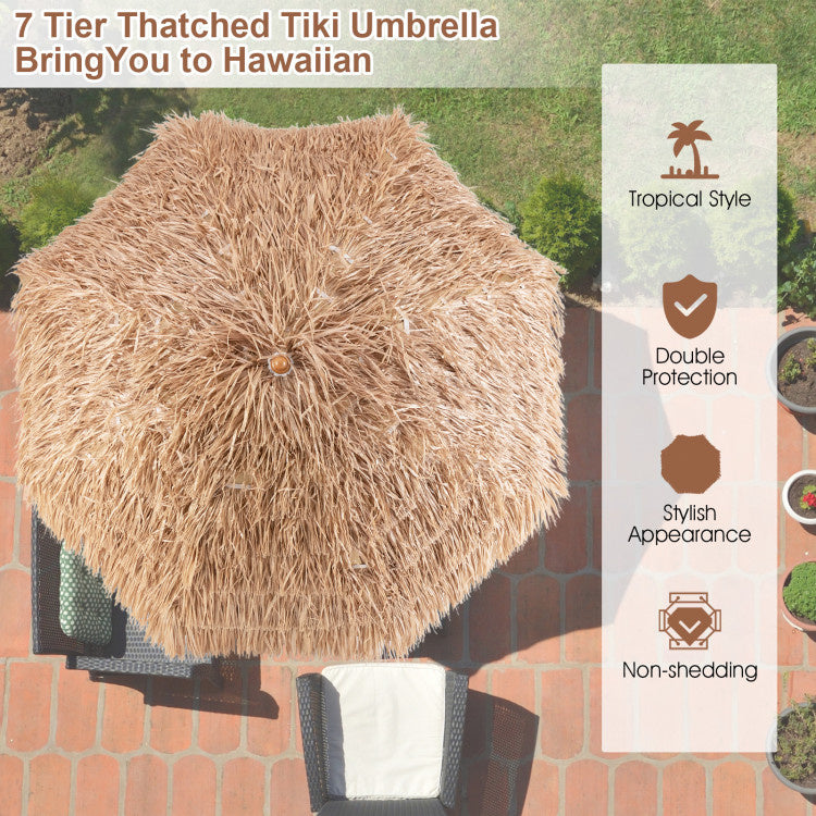 Summit Supplies - 7.2 Feet Patio Thatched Tiki Umbrella Hawaiian Hula Beach Umbrella