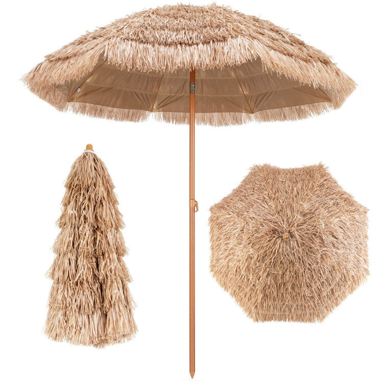 Summit Supplies - 7.2 Feet Patio Thatched Tiki Umbrella Hawaiian Hula Beach Umbrella
