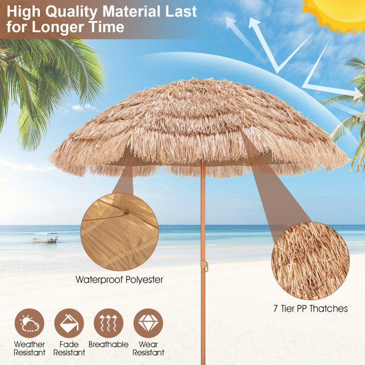 Summit Supplies - 7.2 Feet Patio Thatched Tiki Umbrella Hawaiian Hula Beach Umbrella