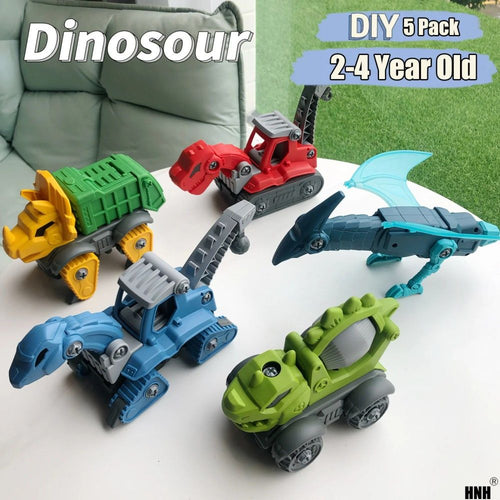 SHENGLONG - 5 Pack Take Apart Dinosaur Set with Electric Drill, Construction Building Toy for Boys, Ideal Xmas Birthday Gift