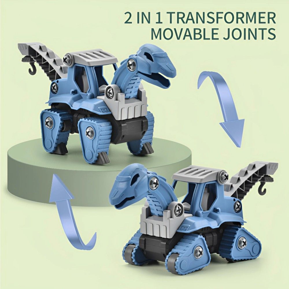 SHENGLONG - 5 Pack Take Apart Dinosaur Set with Electric Drill, Construction Building Toy for Boys, Ideal Xmas Birthday Gift