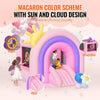 VEVOR Inflatable Bounce House, Indoor Outdoor Playhouse Trampoline, Kid Jumping Bouncer with Blower, Slide, Storage Bag, Family Backyard Bouncy Castle, for Girls Boys Ages 3â€“8 Years, 110x91x91 inch