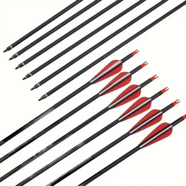 inQ Boutique - 31.5-inch targeted hunting arrows, suitable for compound, anti bending, and British longbows, with detachable tips (12pack)