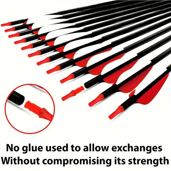 inQ Boutique - 31.5-inch targeted hunting arrows, suitable for compound, anti bending, and British longbows, with detachable tips (12pack)