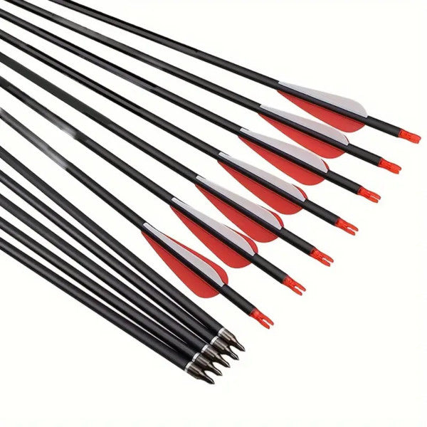 inQ Boutique - 31.5-inch targeted hunting arrows, suitable for compound, anti bending, and British longbows, with detachable tips (12pack)