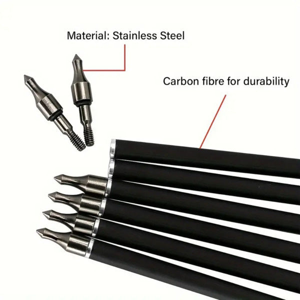 inQ Boutique - 31.5-inch targeted hunting arrows, suitable for compound, anti bending, and British longbows, with detachable tips (12pack)