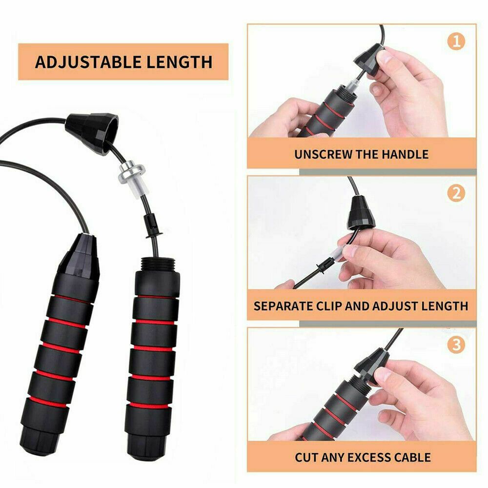 popmarket - Jump' Rope Tangle-Free Rapid Speed Jumping Rope Cable With Ball Bearings Steel Skipping Rope Gym Fitness Home Exercise Slim Body