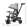 Yeah Depot - Baby Tricycle 4 In 1 Trike w/ Reversible Angle Adjustable Seat Removable Handle Canopy Handrail Belt Storage Footrest Brake Clutch for 1-5 Years Old Grey