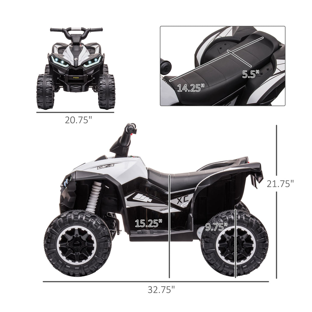 Yeah Depot - 12V Kids ATV Quad Car with Forward & Backward Function, Four Wheeler for Kids with Wear-Resistant Wheels, Music, Electric Ride-on ATV for Toddlers Ages 3+ Years Old, White