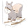 Yeah Depot - Kids Rocking Chair, Plush Ride On Rocking Horse Donkey with Sound, Wood Base Seat, Safety Belt, Baby Toddler Rocker Toy for 18 - 36 Months, Gray