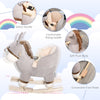 Yeah Depot - Kids Rocking Chair, Plush Ride On Rocking Horse Donkey with Sound, Wood Base Seat, Safety Belt, Baby Toddler Rocker Toy for 18 - 36 Months, Gray