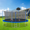 Yeah Depot - 14FT Trampoline for Adults & Kids with Basketball Hoop, Outdoor Trampolines w/Ladder and Safety Enclosure Net for Kids and Adults,Double-side Color cover