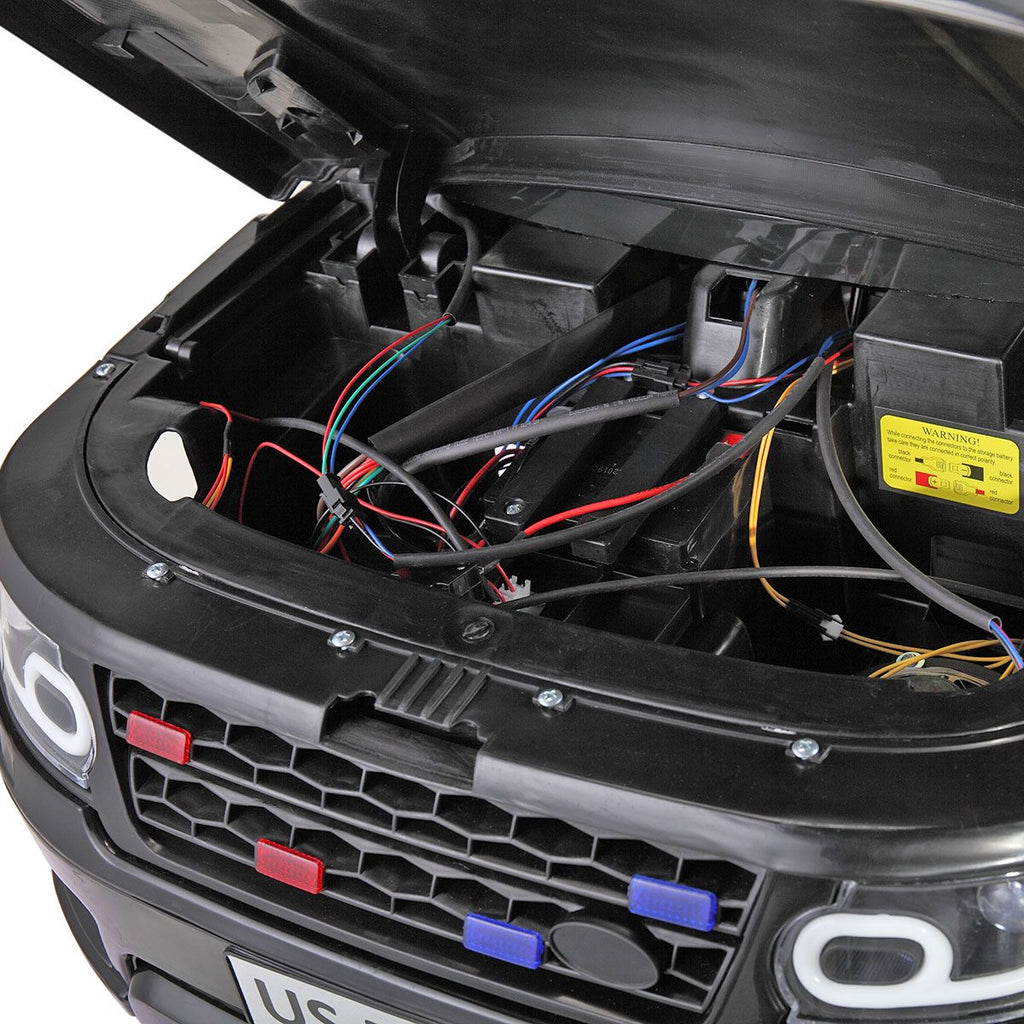 Yeah Depot - 12V Kid Ride on Police Car with Parental Remote Control, Battery Powered Electric Truck with Siren, Flashing Lights,Music, Spring Suspension, Black