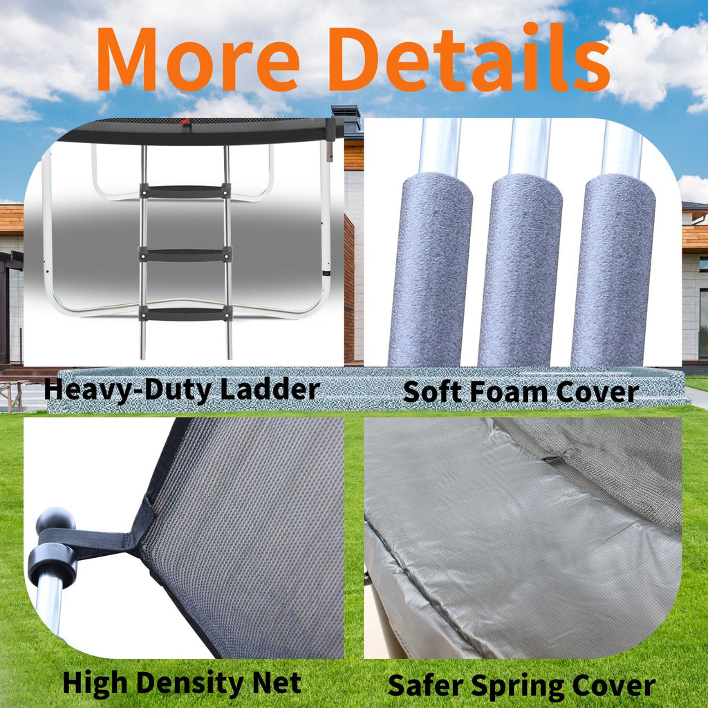 Yeah Depot - 10FT Trampoline with Safety Enclosure Net, Outdoor Trampoline with Heavy Duty Jumping Mat and Spring Cover Padding for Kids and Adults