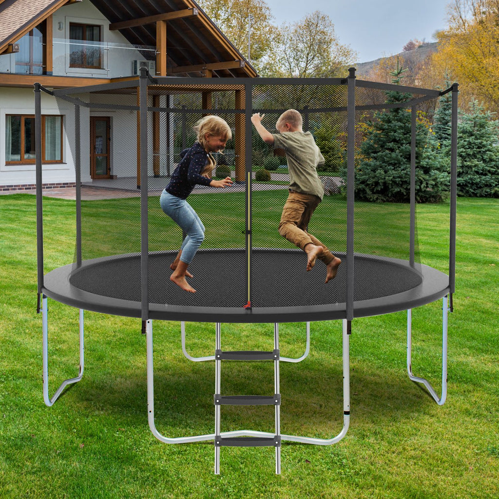 Yeah Depot - 10FT Trampoline with Safety Enclosure Net, Outdoor Trampoline with Heavy Duty Jumping Mat and Spring Cover Padding for Kids and Adults