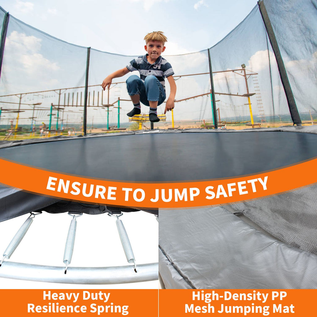 Yeah Depot - 10FT Trampoline with Safety Enclosure Net, Outdoor Trampoline with Heavy Duty Jumping Mat and Spring Cover Padding for Kids and Adults