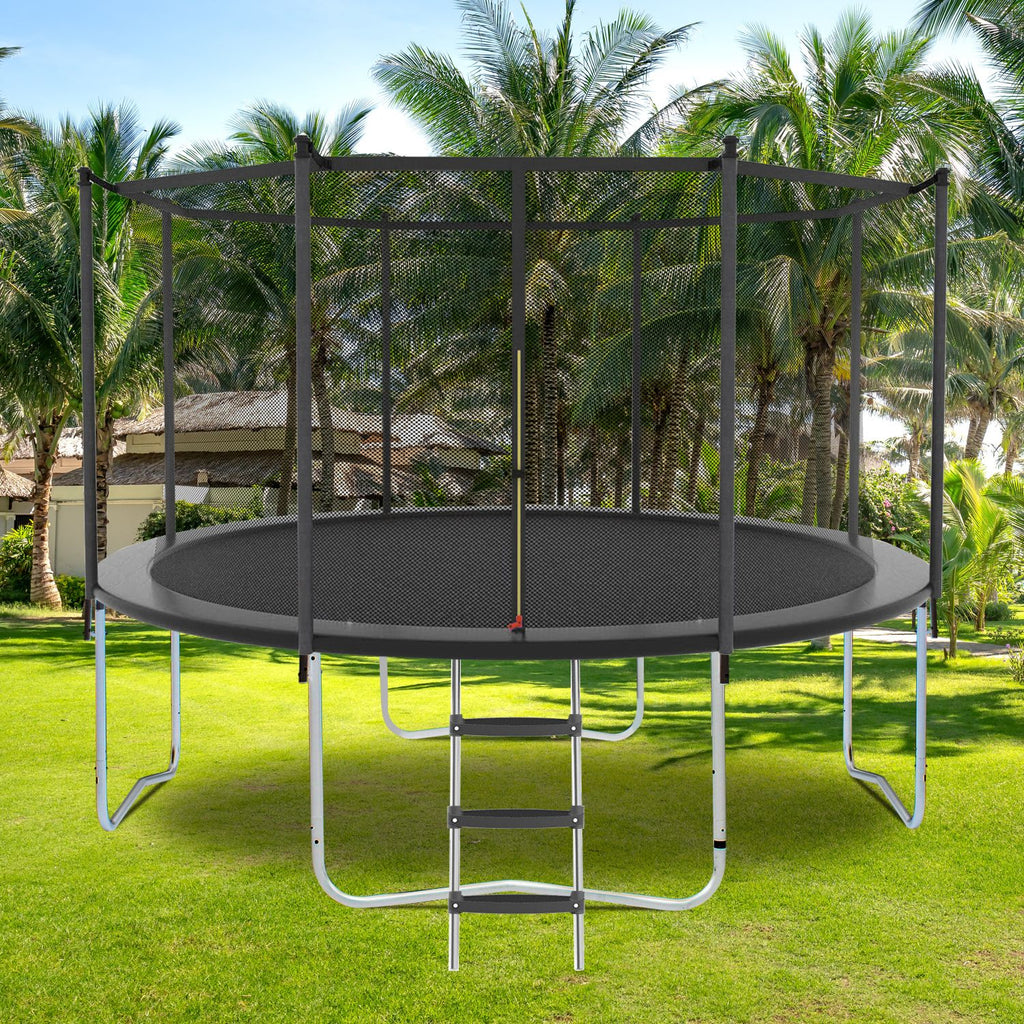 Yeah Depot - 10FT Trampoline with Safety Enclosure Net, Outdoor Trampoline with Heavy Duty Jumping Mat and Spring Cover Padding for Kids and Adults
