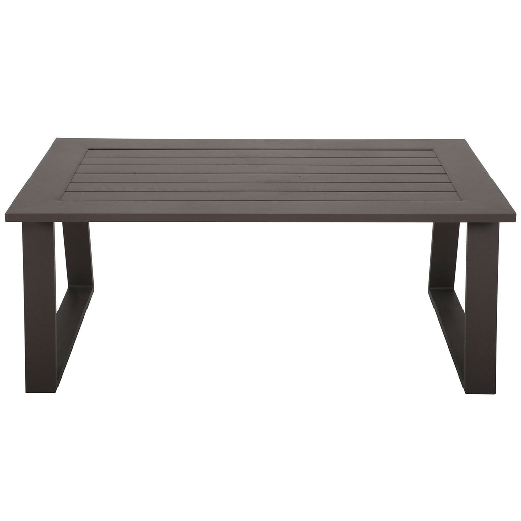 Yeah Depot - Colorado Outdoor Patio Furniture - Brown Cast Aluminum Modern Rectangular Coffee Table