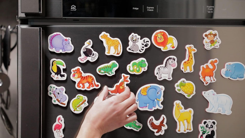 Little World - 27 Fridge Magnets for Toddlers Refrigerator Magnets for Toddlers from 3 yo Animal Baby Magnets