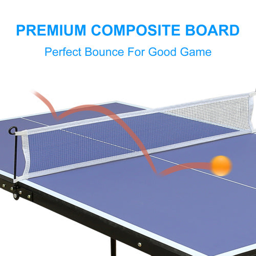 Yeah Depot - Table Tennis Table Midsize Foldable & Portable Ping Pong Table Set with Net and 2 Ping Pong Paddles for Indoor Outdoor Game